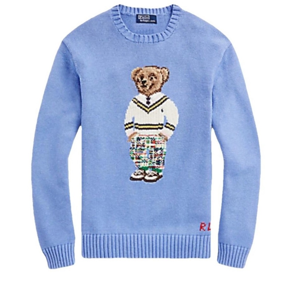 Ralph Lauren Light Blue Sweater with Bear Design
